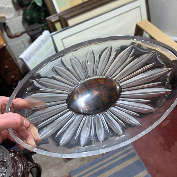 Clear Glass Decorative Bowl Sach’s 5th Avenue Frosted Oval Bowl High End - Picture 4 of 7